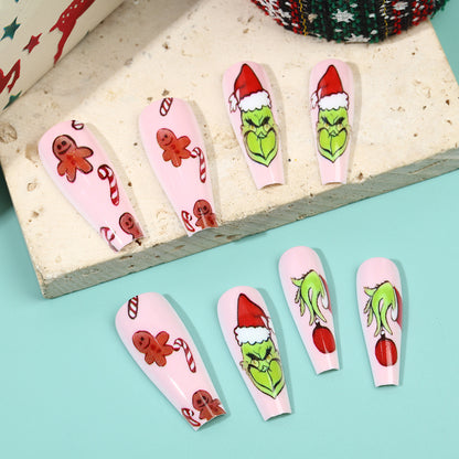 Künstliche Nagelspitzen mit festlichen Weihnachtsmotiven Brehn
