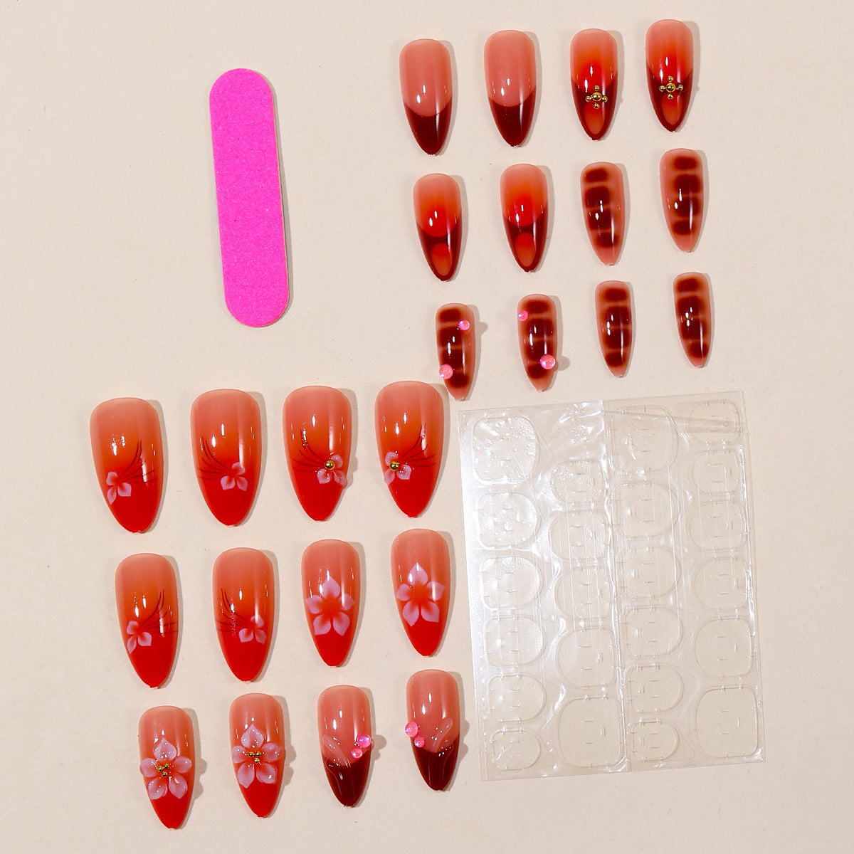 Künstlerische Blumen-Akzent Stiletto Nagelkunst Extensions Brehn