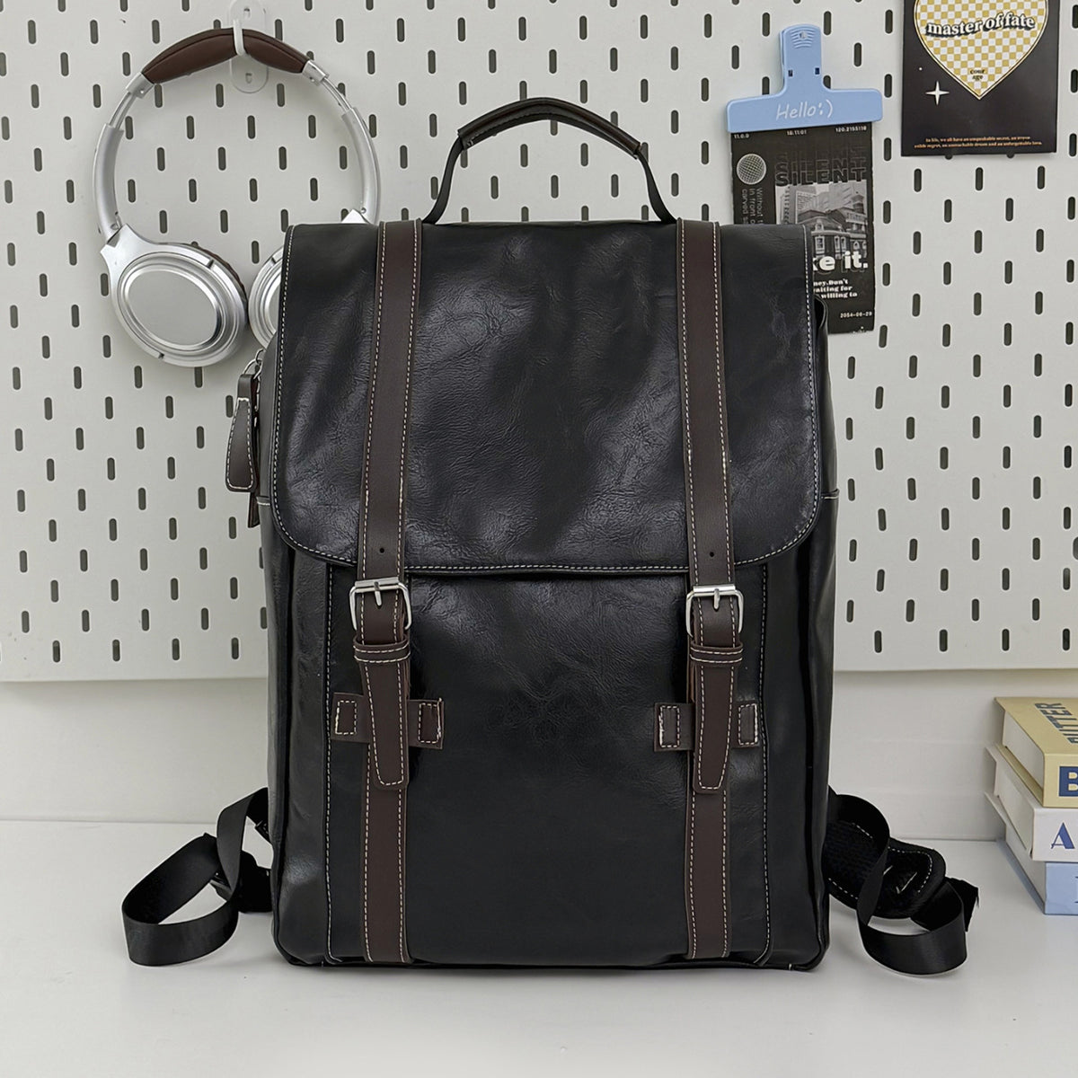 Stylischer Leder Laptop Rucksack