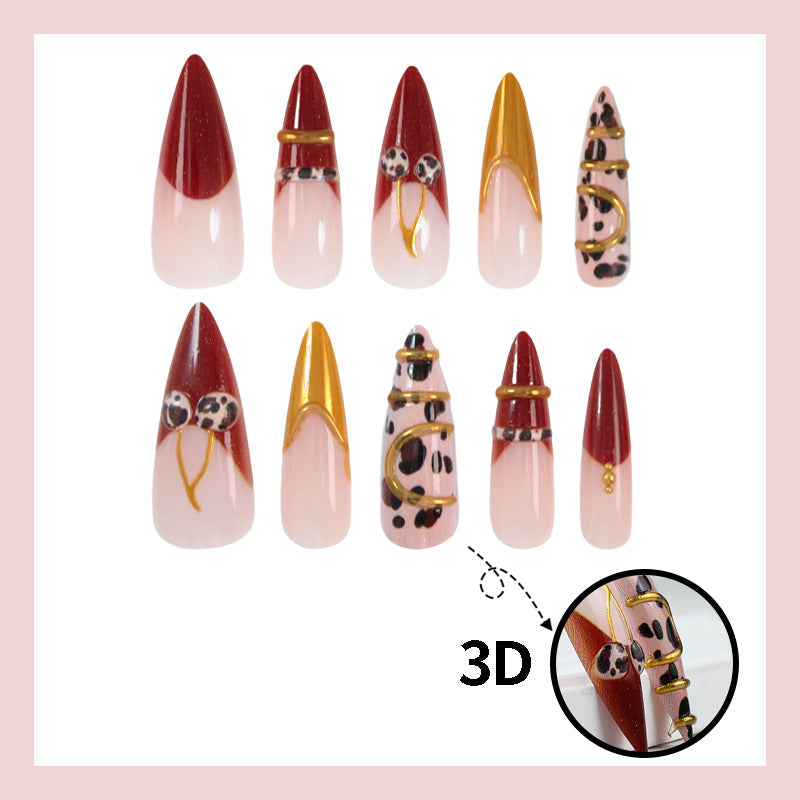 Kunstnagelset mit elegantem Leoparden- und Glitzerakzenten Brehn