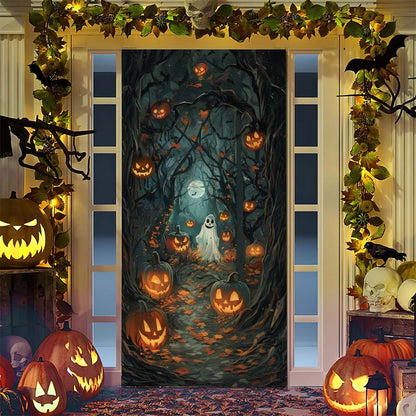Halloween-Türposter mit großformatiger Grim-Reaper-Illustration und wiederverwendbarem PVC-Planenstoff