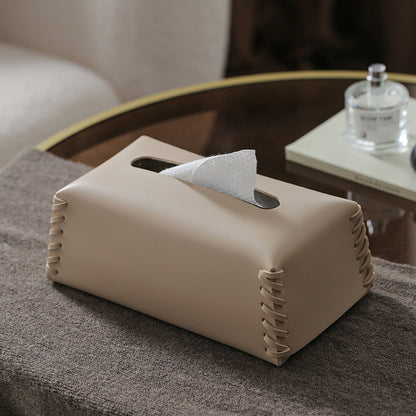 VédaLuxe Leder Taschentuchbox – handgefertigte Eleganz aus gewebtem Leder | Brehn