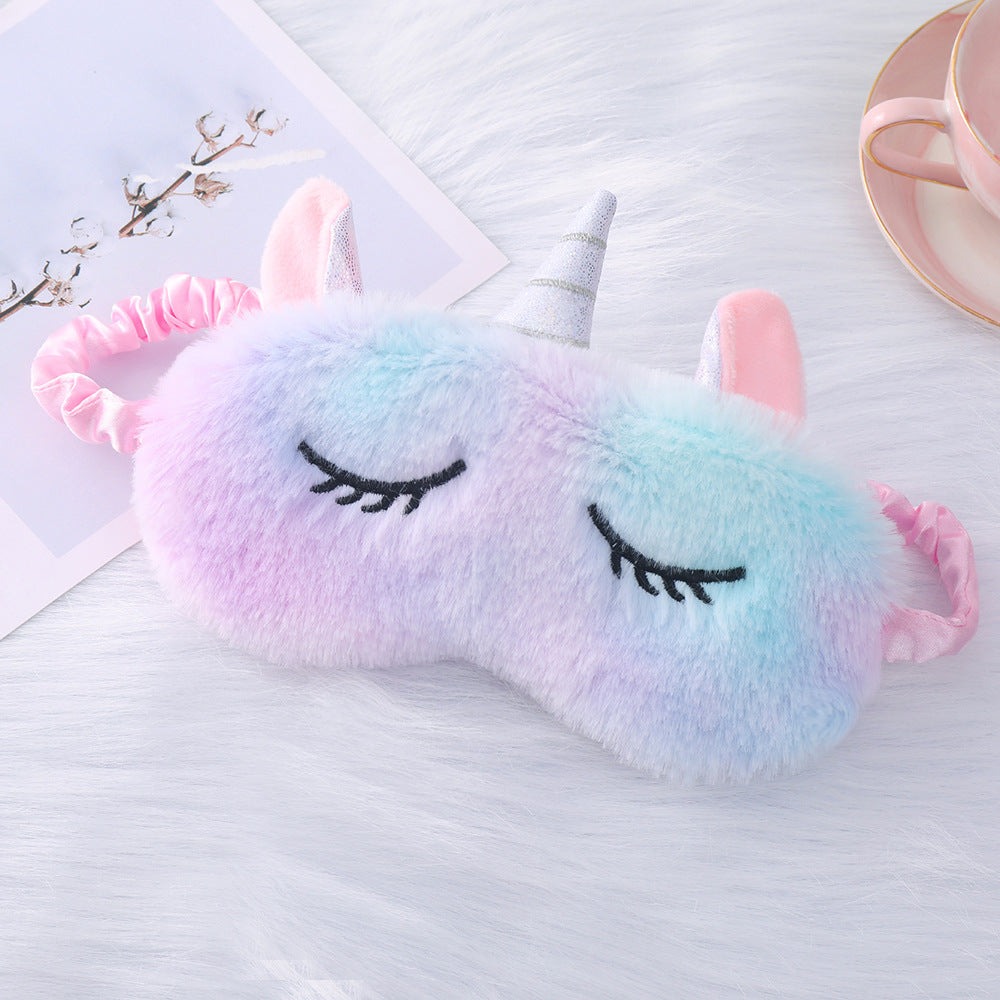 Damen nan plüschgefüllte Einhorn Schlafmaske mit 3D-Horn, gestickten Wimpern und verstellbarem Satinband Brehn