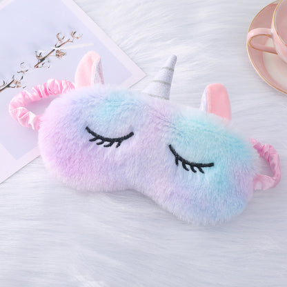 Damen nan plüschgefüllte Einhorn Schlafmaske mit 3D-Horn, gestickten Wimpern und verstellbarem Satinband Brehn
