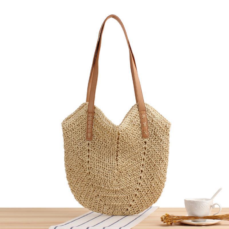 Große Strohtasche mit Lederakzenten Brehn