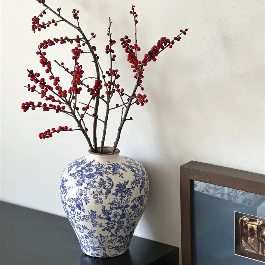 Vintage Floral Keramikvase