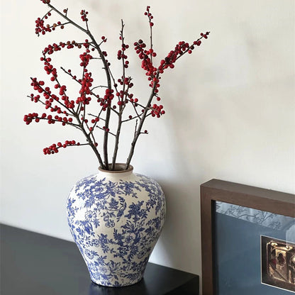 Vintage Floral Keramikvase