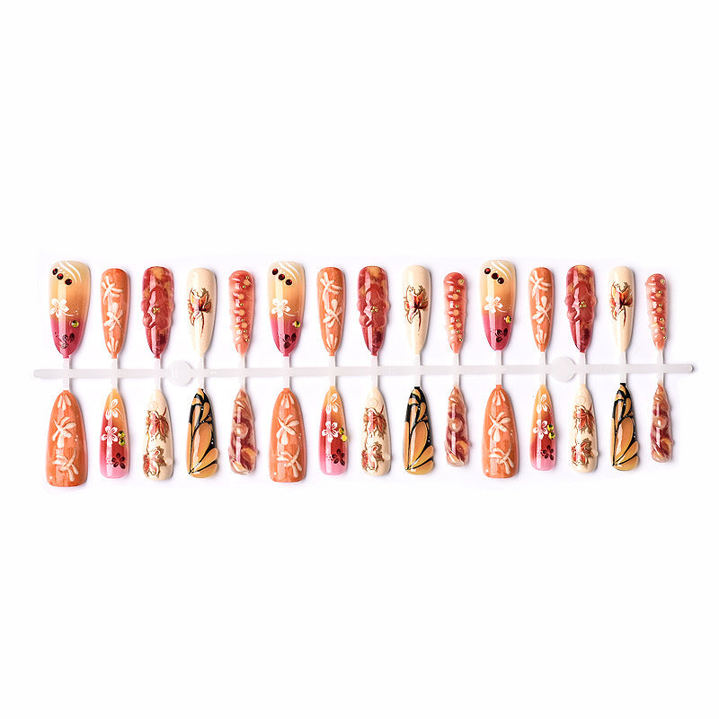 Künstlerisches herbstinspiriertes Press-On Nagelkunstset Brehn