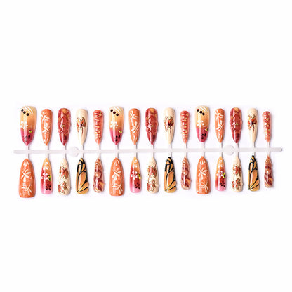 Künstlerisches herbstinspiriertes Press-On Nagelkunstset Brehn