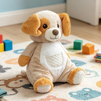Plüsch Sit-Ready Welpen Kinderzimmer Begleiter mit gesteppter Fronttasche und Bohnenfüllung Boden Brehn