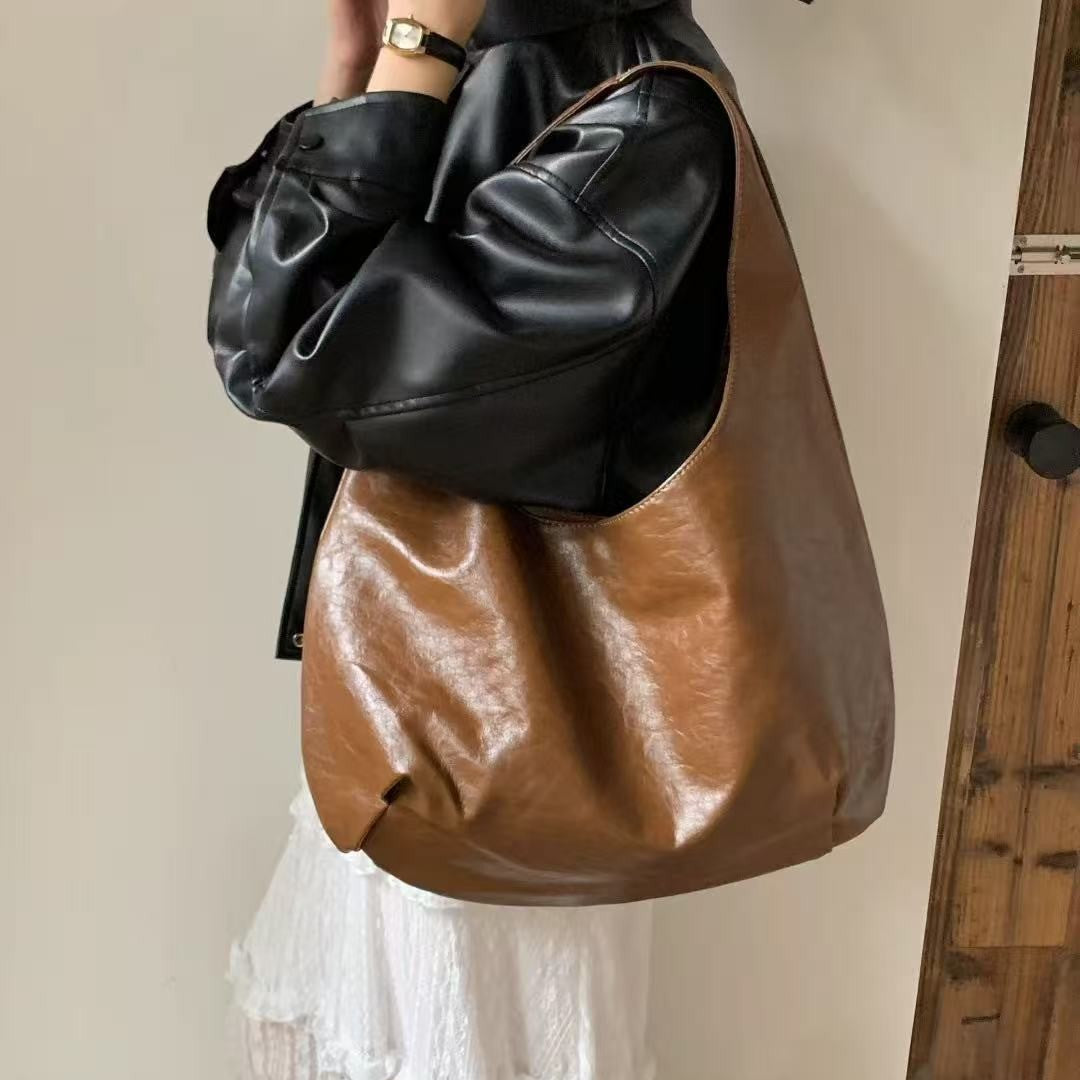 Oversized Lässige Leder Schultertasche