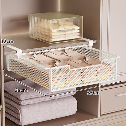Herausziehbare untere Regalbelüftete Metallgitteraufbewahrungsbox für die Organisation von Kleiderschrank und Schrank