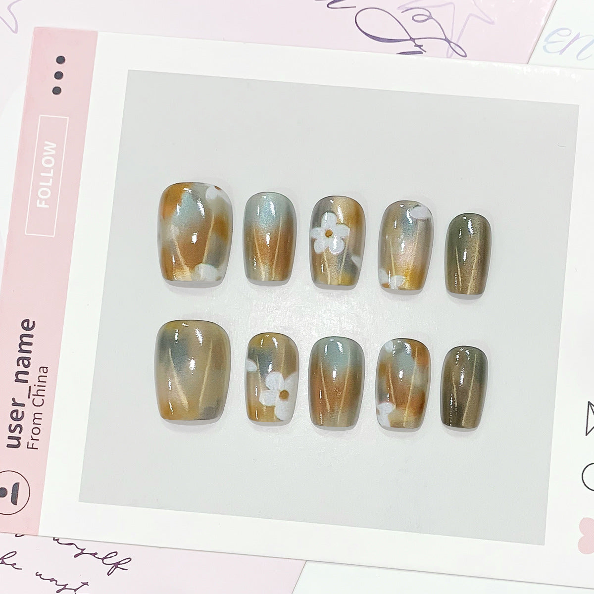 Künstliche Nagelspitzen mit Blumendesign Brehn