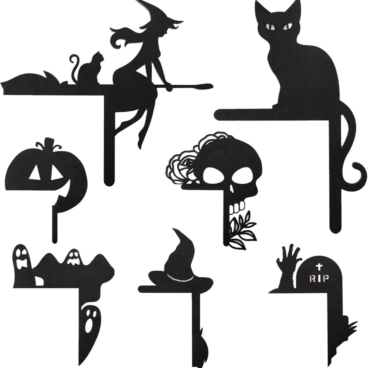 Filigranes Halloween-Regalhänger-Set mit Motiv-Silhouetten für Wand- und Regalvorsprünge