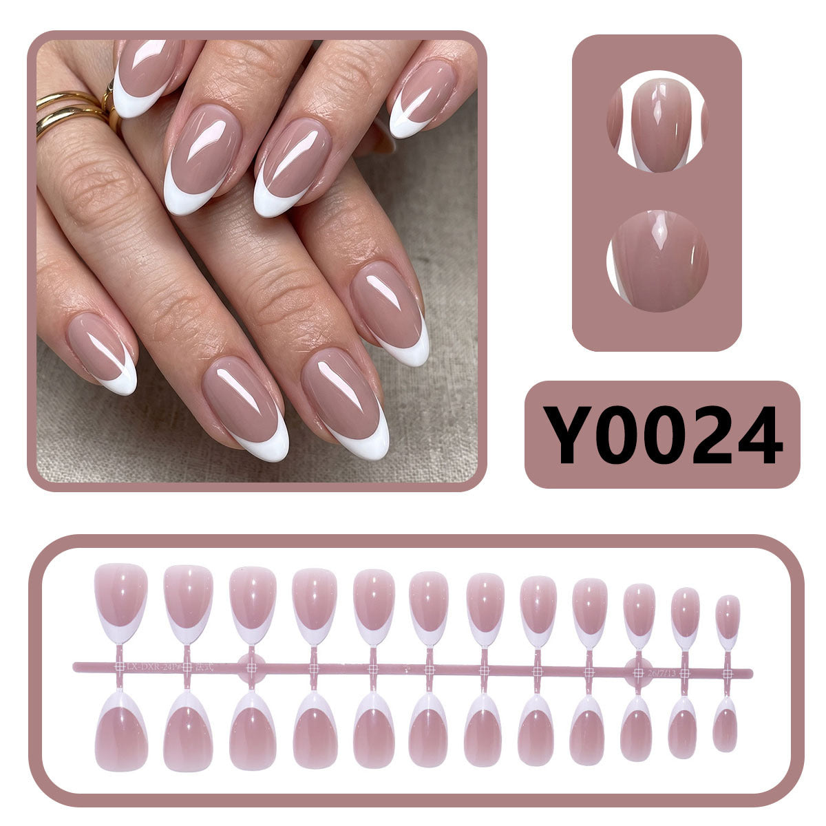 Elegante French Tip Druck-Nägel 1790732149