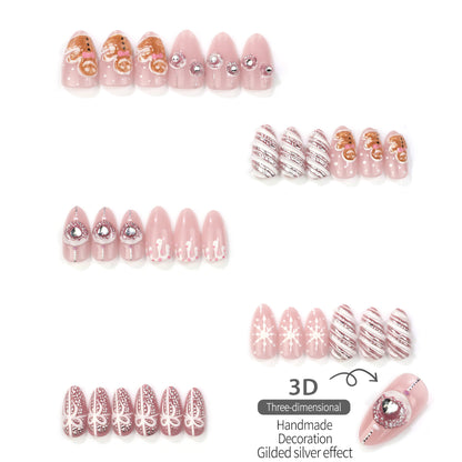 Festliches Lebkuchen-Themen Press-On Nagelkunst Set
