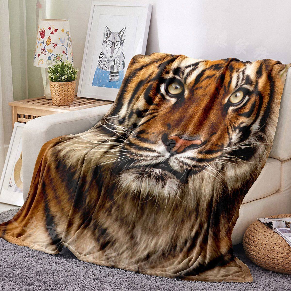 Tiger Print Plush Wurfdecke