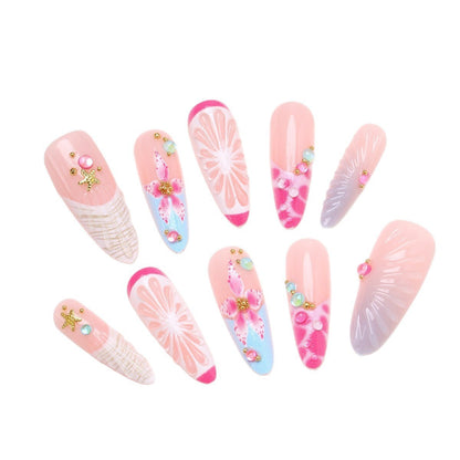 Kunstnagelset mit floralem und fröhlichem Design Brehn