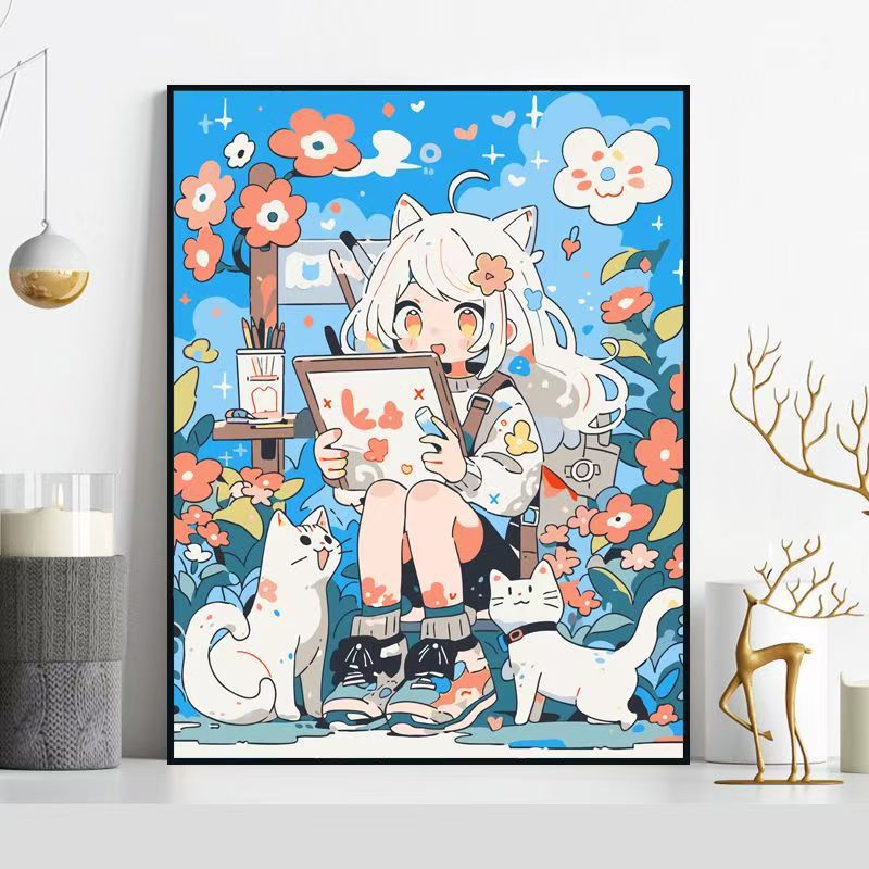 Verspinnende Katzen-Themen-Illustration Wandkunst Brehn