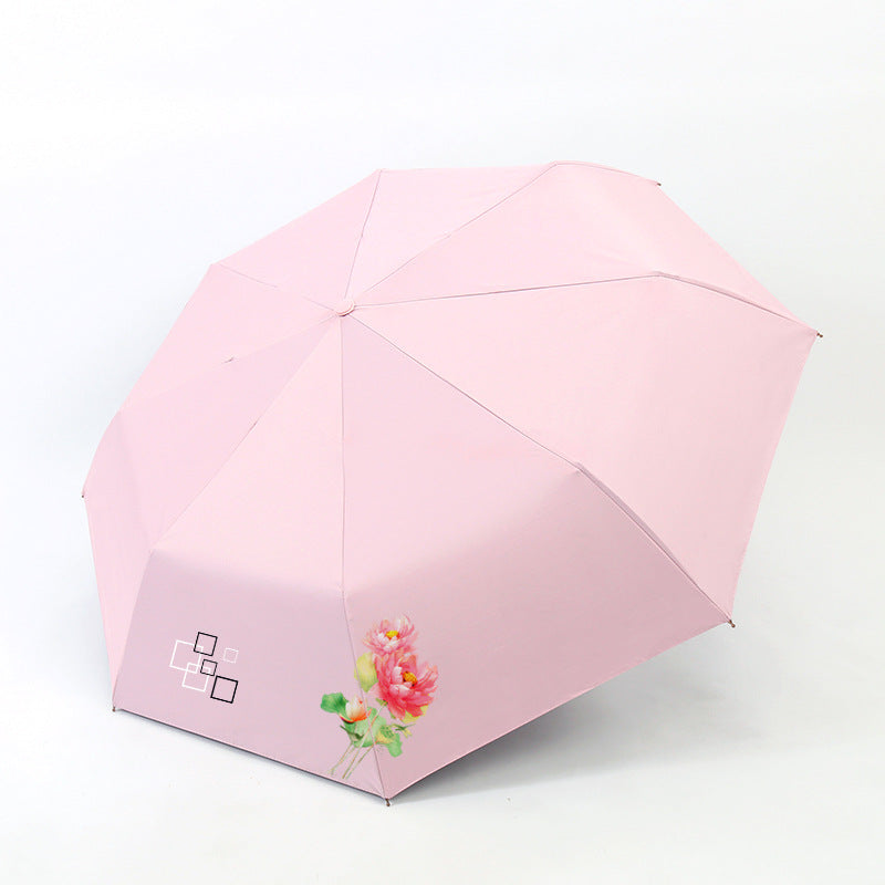 Damen Falt-Regenschirm mit elegantem Blumenmotiv Brehn