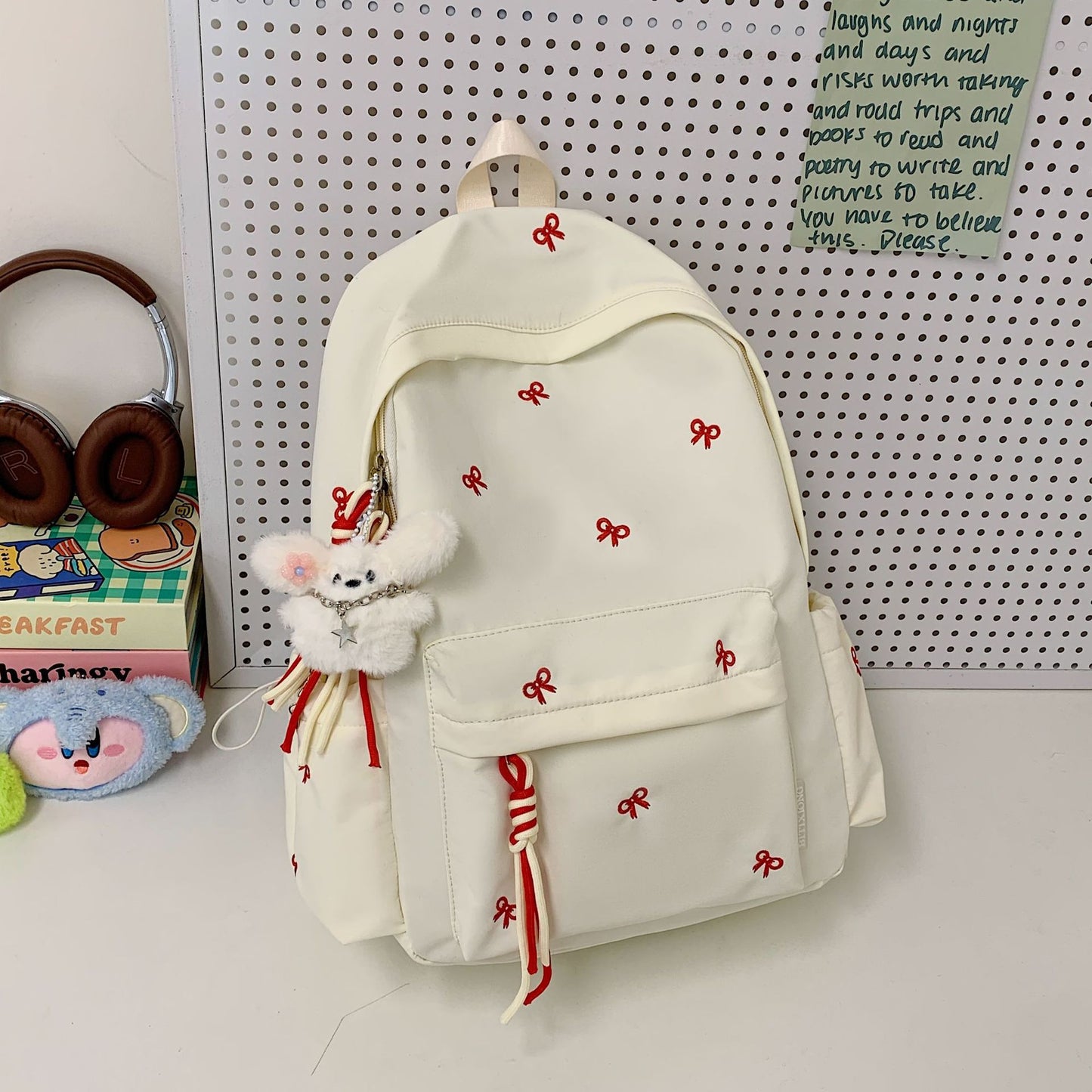 Rucksack mit Charmantem Schleifenmotiv und Praktischen Fächern Brehn