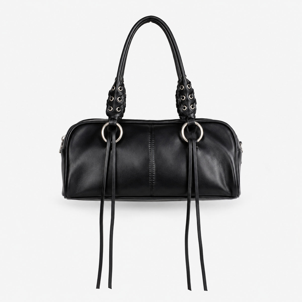 Luxuriöse Lederhandtasche mit geflochtenen Trägern