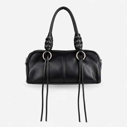 Luxuriöse Lederhandtasche mit geflochtenen Trägern