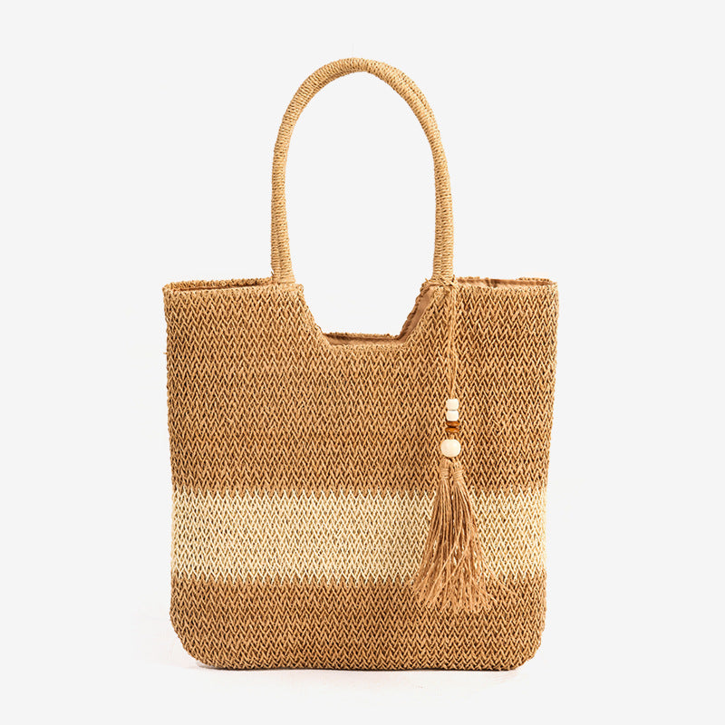 Damen Elegante Strandtasche mit fransenbesetztem Design Brehn