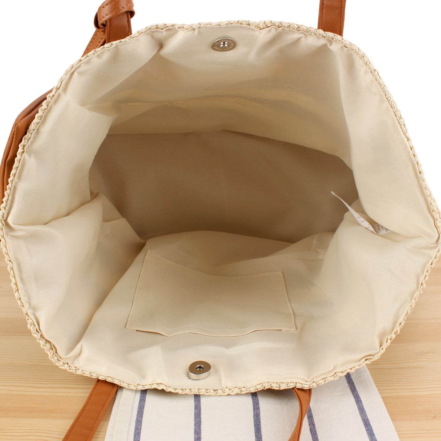 Strandtasche mit Eleganten Ledergriffen und Praktischem Innenbeutel Brehn