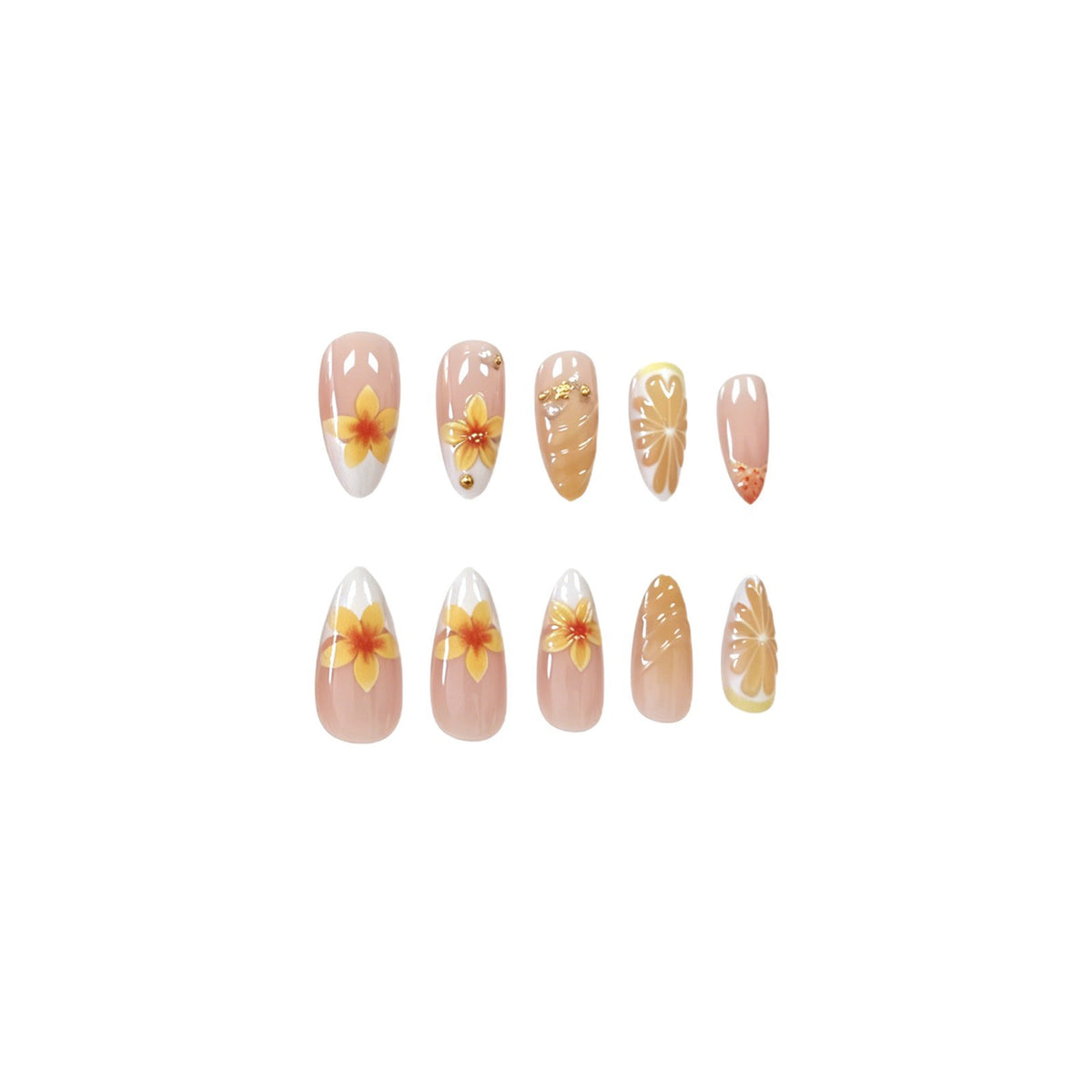 Tropische florale Acryl-Nagelverstärkungen Brehn