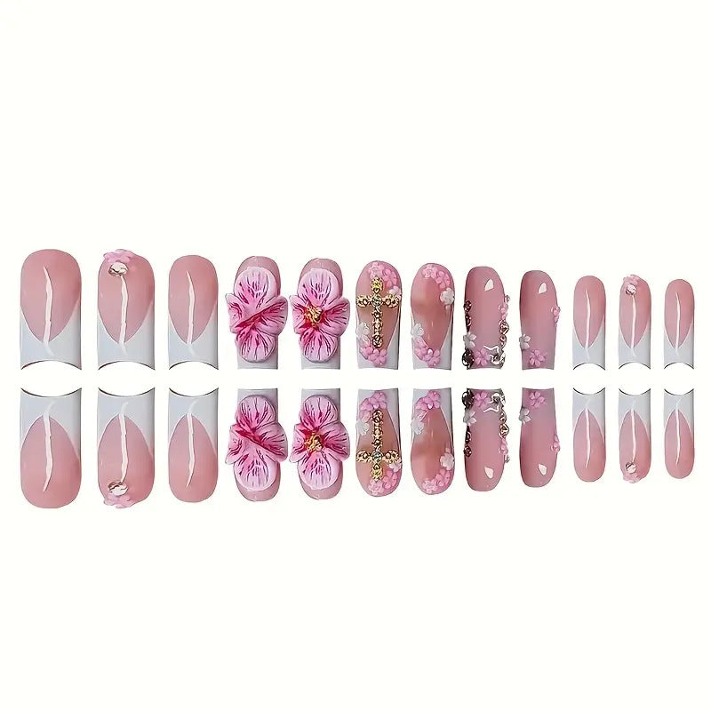 Künstlerische florale Acryl-Nagelerweiterungen Brehn