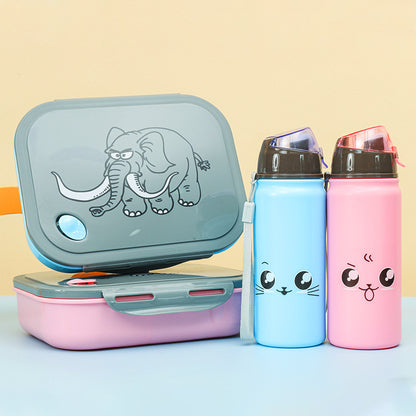 Süße Katzenkopf Wasserflasche und Brotdosen-Set
