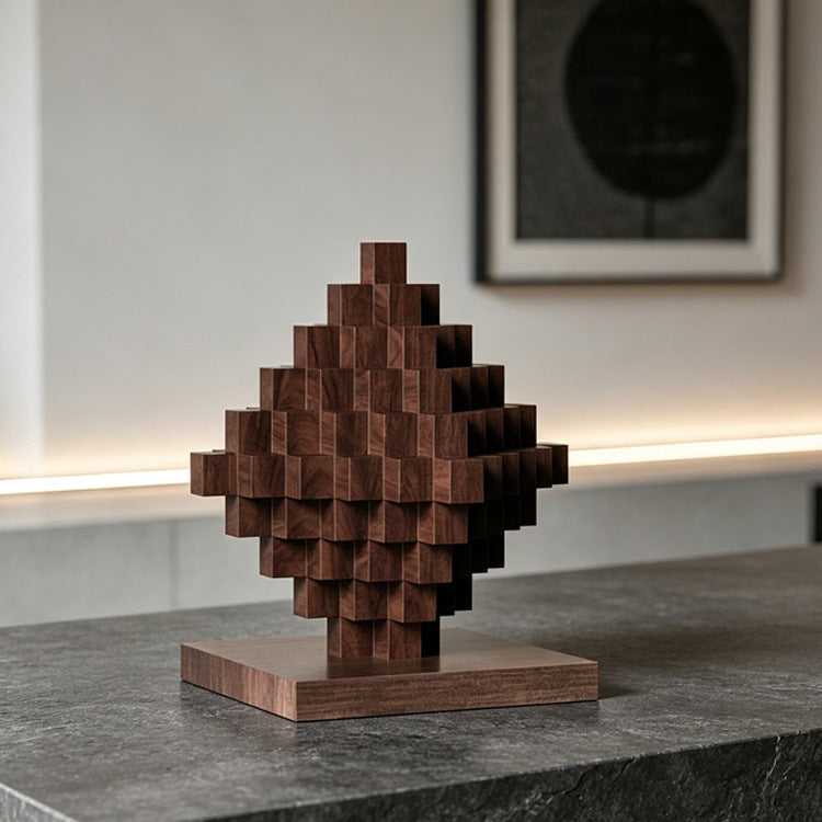 Künstlerische geometrische Holzskulptur