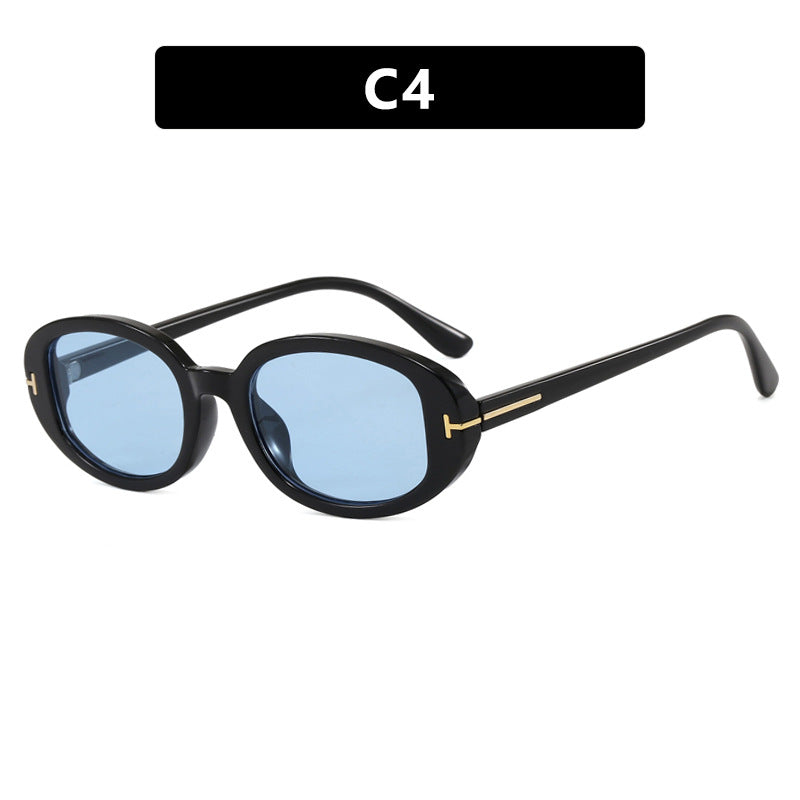 Damen stilvolle ovale Sonnenbrille mit goldenen Details Brehn