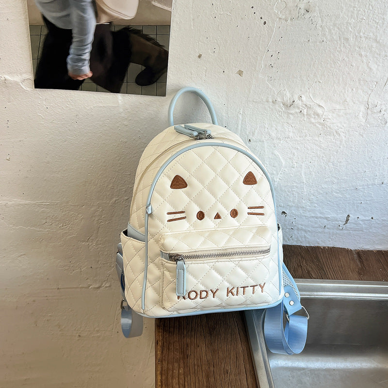Süßer, gesteppten Katzenkopf Mini Schulrucksack