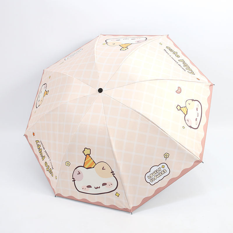 Damen Kawaii Falt-Regenschirm Brehn