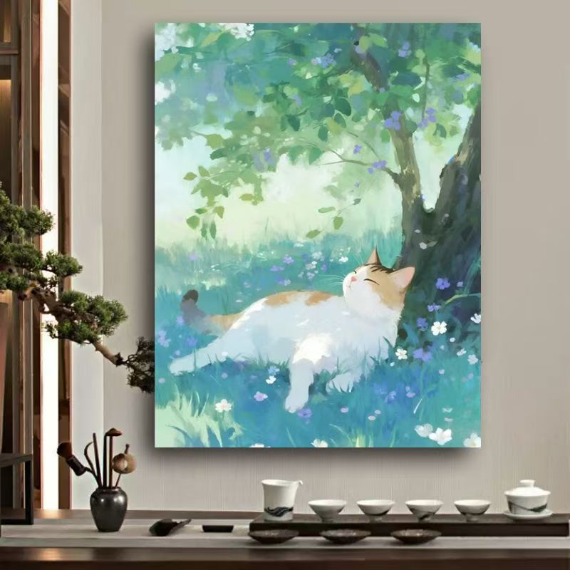 Verspielt Katze Aquarell Wandkunst Brehn