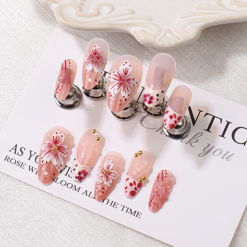 Premium Dekorative Florale Press-On Nagelspitzen Brehn