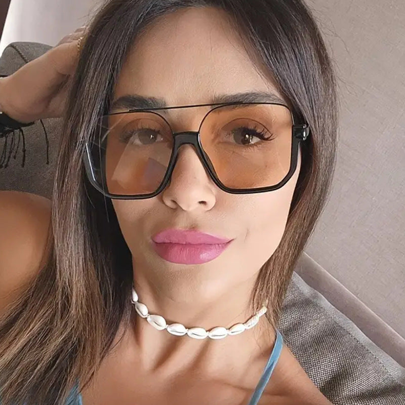 Damen modische quadratische Sonnenbrille mit transparentem Gestell Brehn