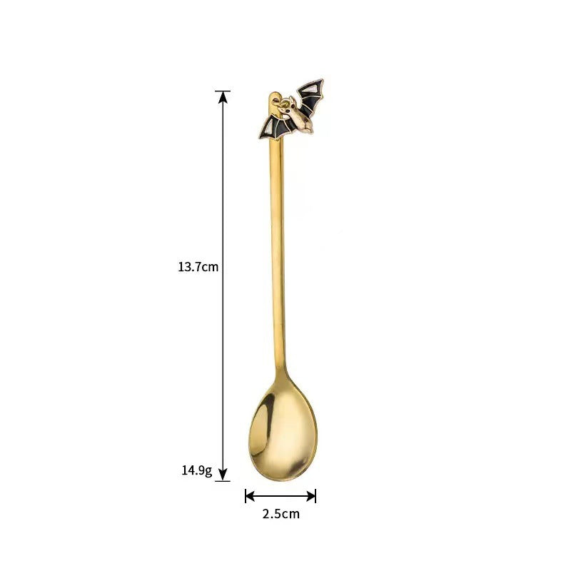 Langer Bar‑Löffel Cocktail‑Rührlöffel aus Edelstahl mit Halloween‑Geistmotiv