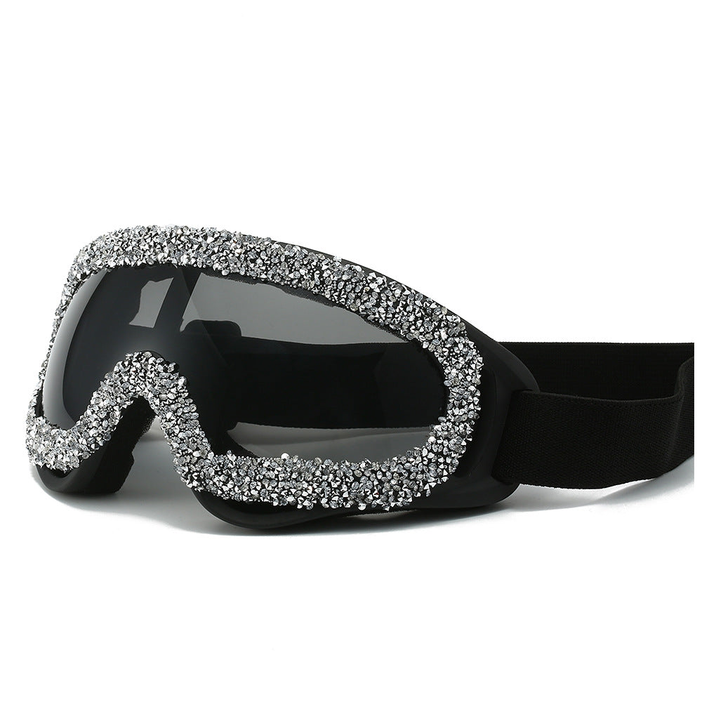 Damen Sportliche Skibrille mit glamourösem Kristallbesatz Brehn