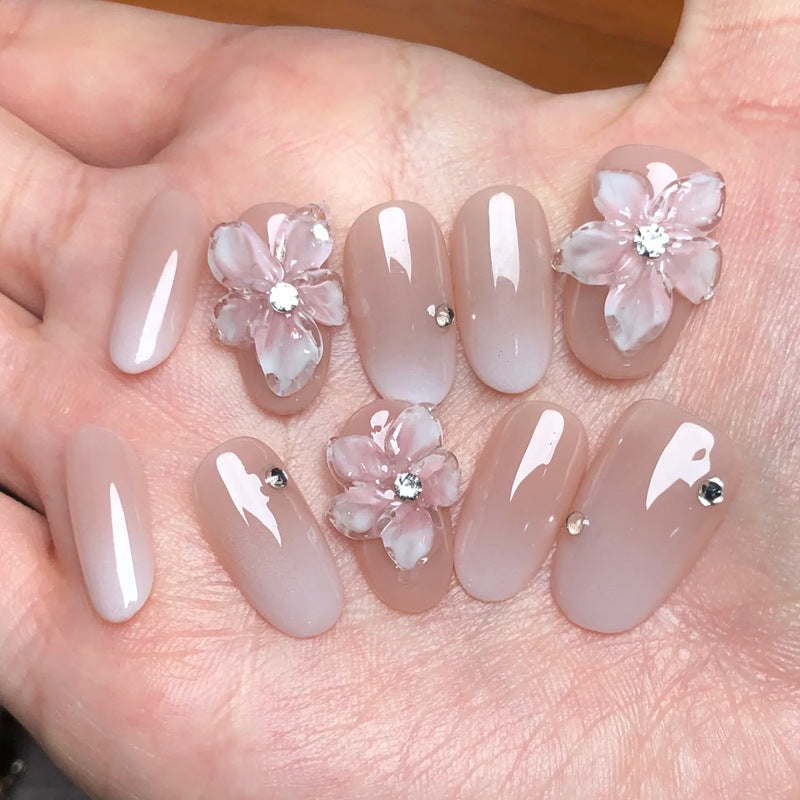 Dekoratives florales Acryl Press-On Nagelset Brehn