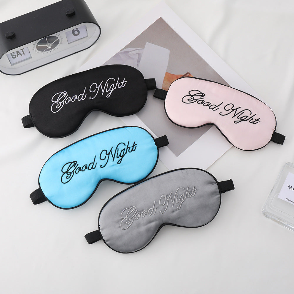 Unisex nan gestickte konturierte Schlafmaske mit dekorativer Schrift-Stickerei und verstellbarem Elastikband Brehn