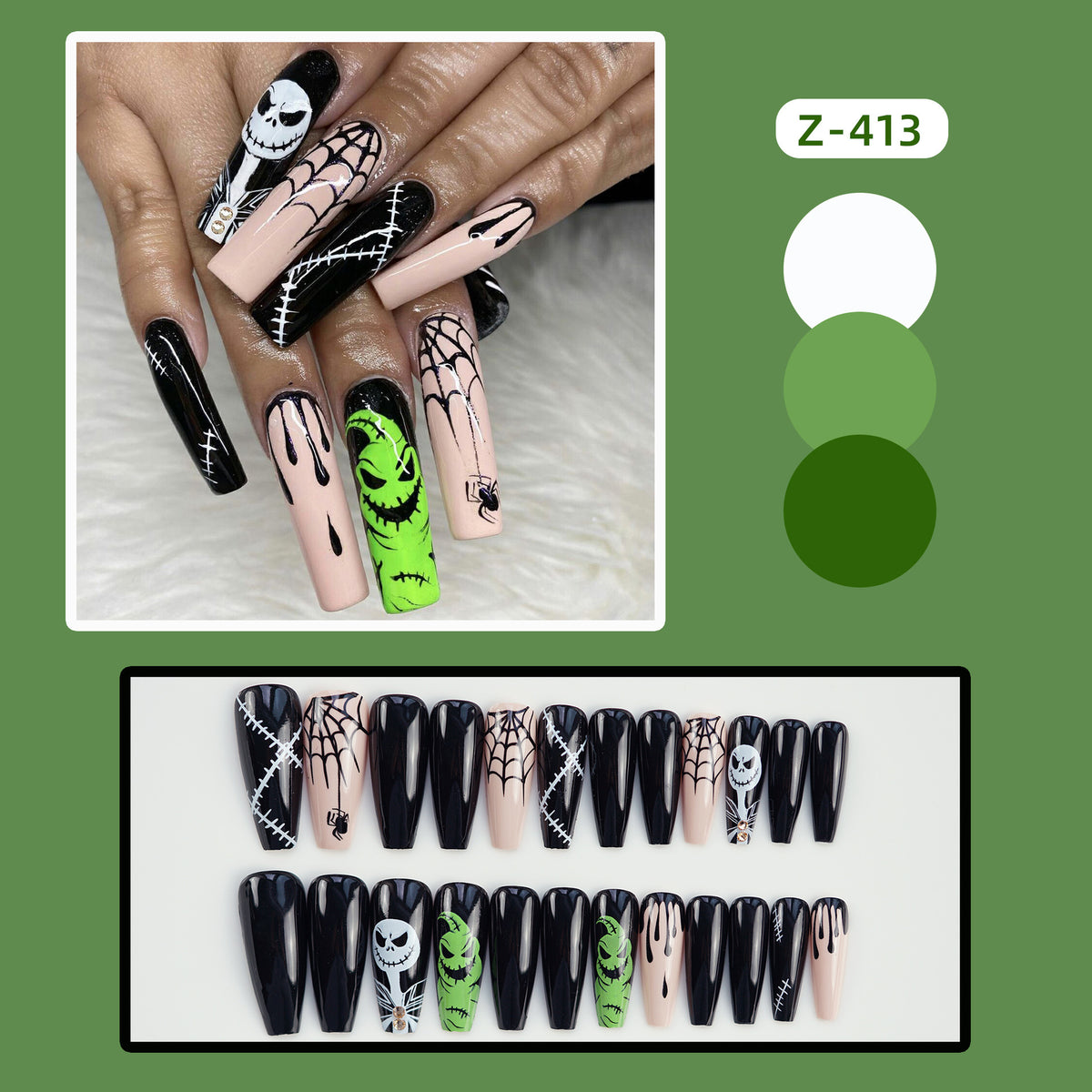 Themen-Halloween-Press-On-Nagelkunst-Set Brehn