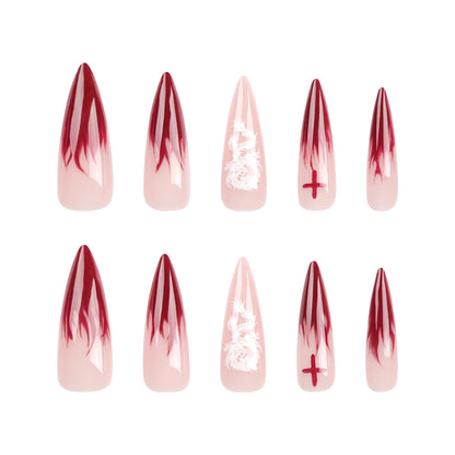 Kunstvolle Stiletto-Nägel mit kreativem Farbverlauf und Querschnitt-Design Brehn