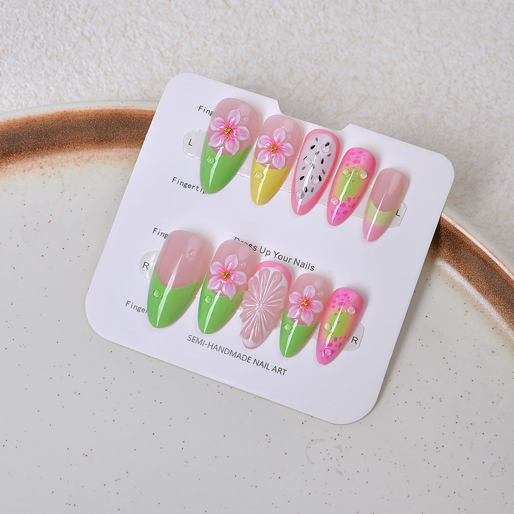 Künstlerisches floral gemustertes Press-On Nagelset Brehn