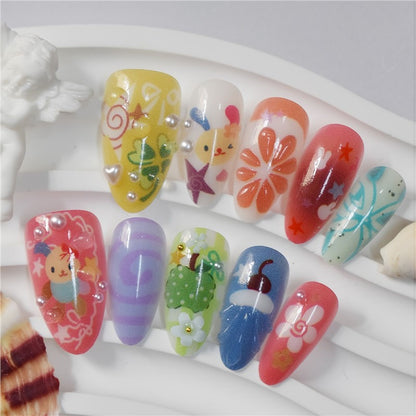 Künstlerisches Cartoon-Themen Press-On Nagelkunst Set Brehn