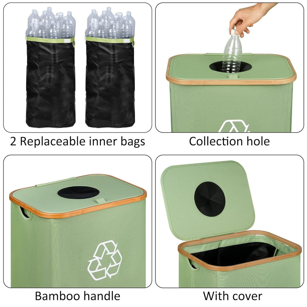 Eleganter Recyclingbehälter mit Abnehmbarem Deckel und Fächern Brehn