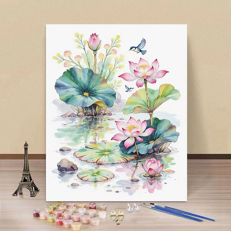 DIY Wasserlilie und Eisvogel Malen nach Zahlen Kunstset Brehn