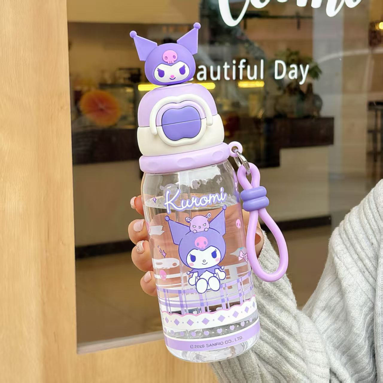 Damen Trinkflasche mit interaktivem Deckel und süßem Pochacco-Design Brehn